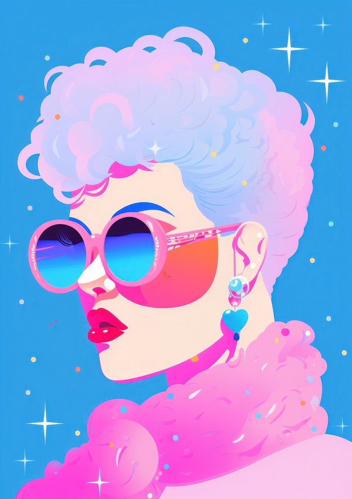 A cool woman sunglasses purple paint. AI generated Image by rawpixel.