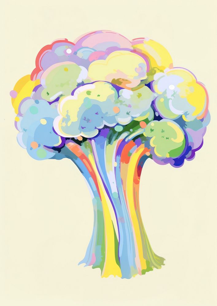 A broccoli painting pattern drawing. AI generated Image by rawpixel.