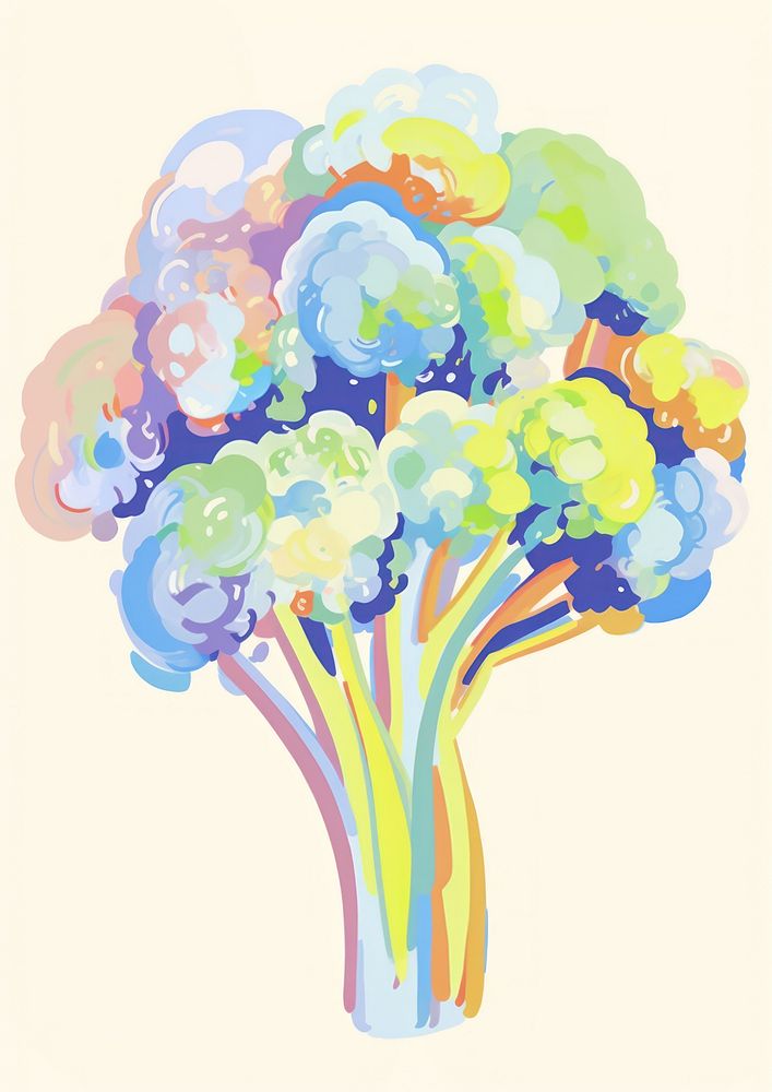 A broccoli painting drawing sketch. AI generated Image by rawpixel.