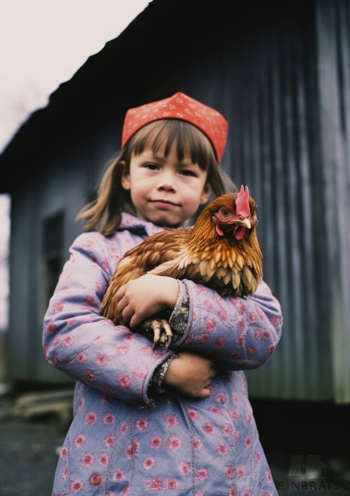 A girl carry a chicken photography portrait poultry. AI generated Image by rawpixel.