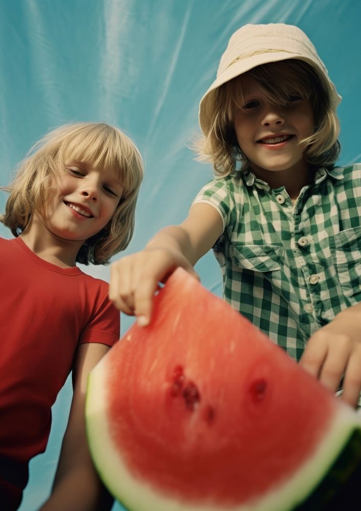 Kids having watermelon toddler fruit plant. 
