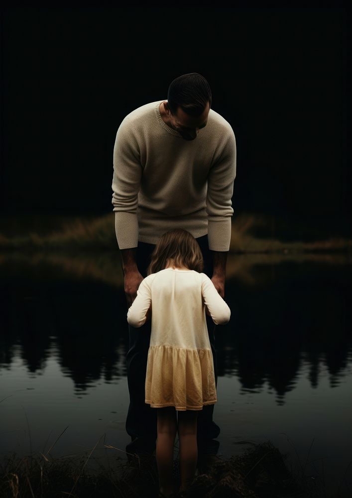 A father and a girl photography portrait outdoors. AI generated Image by rawpixel.