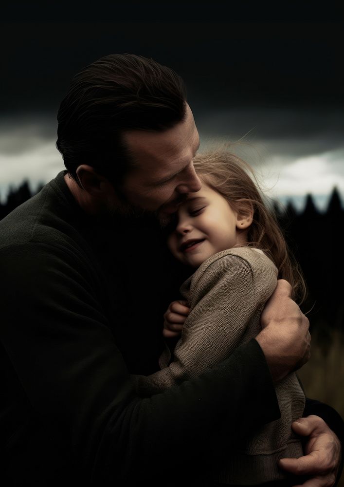 A father and a girl photography portrait hugging. AI generated Image by rawpixel.