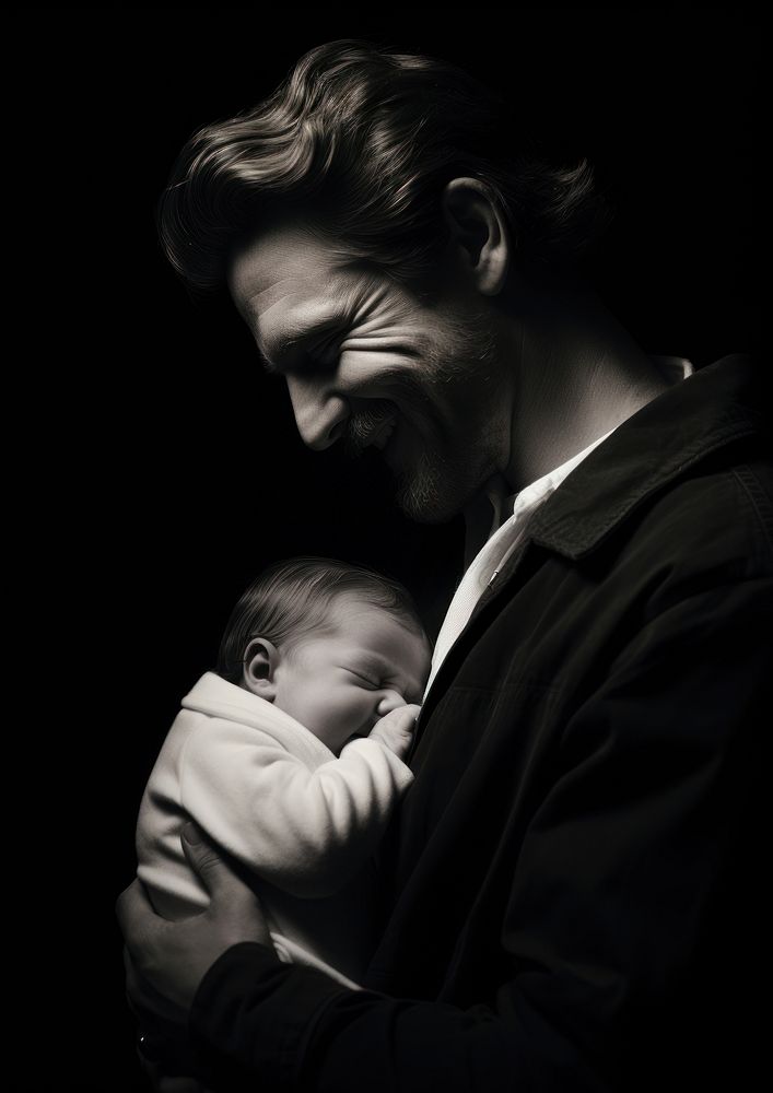 A father holding a newborn baby with joy photography portrait adult. AI generated Image by rawpixel.