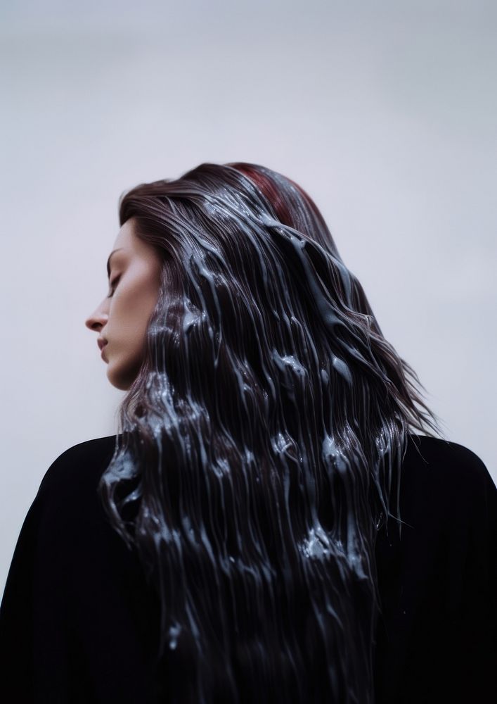 A woman full of shampoo adult contemplation hairstyle. AI generated Image by rawpixel.