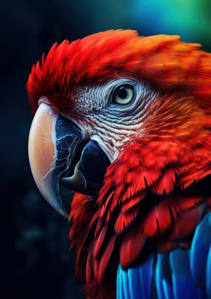 A colorful parrot portrait animal bird beak. AI generated Image by rawpixel.
