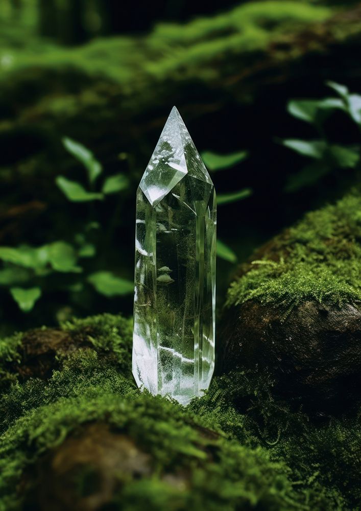 A crystal in the wood jewelry quartz plant. AI generated Image by rawpixel.