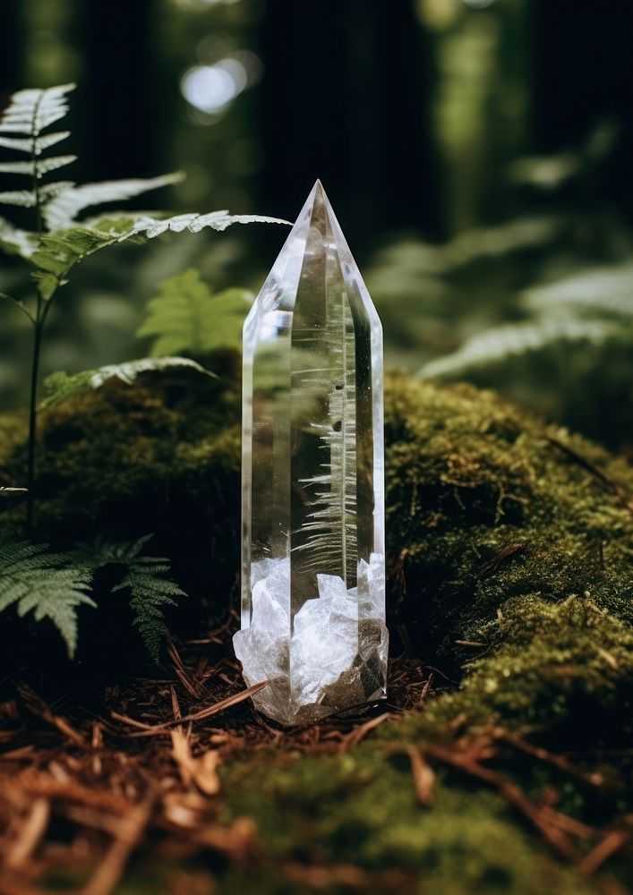 A crystal in the wood quartz tranquility fragility. AI generated Image by rawpixel.