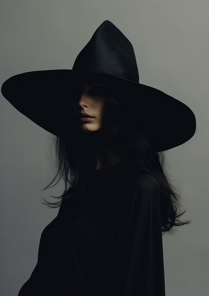 A witch portrait mystery adult monochrome. AI generated Image by rawpixel.