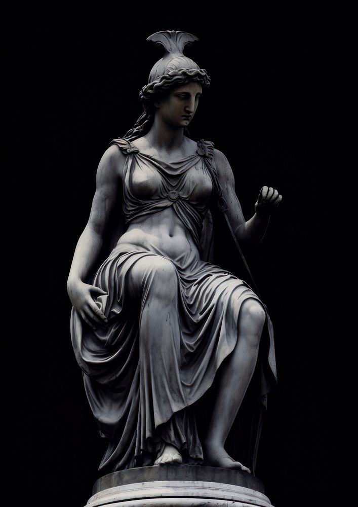 An ancient greek aesthetic sculpture of greek goddess statue black art. AI generated Image by rawpixel.