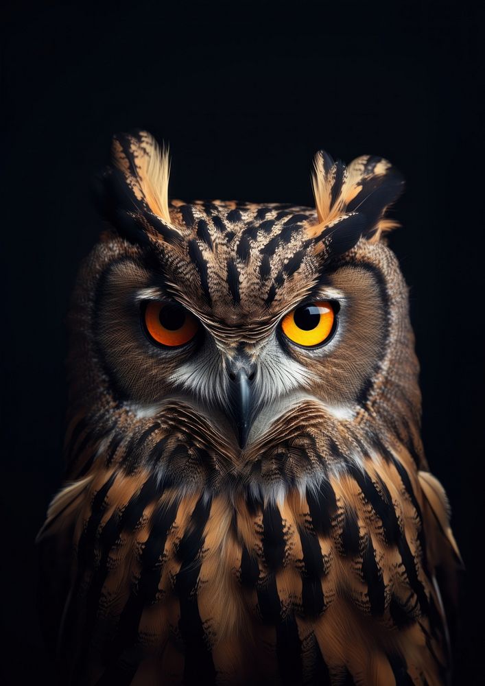 An owl portrait animal bird beak. AI generated Image by rawpixel.