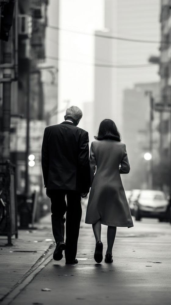 An old couple walking in the city street adult black. AI generated Image by rawpixel.