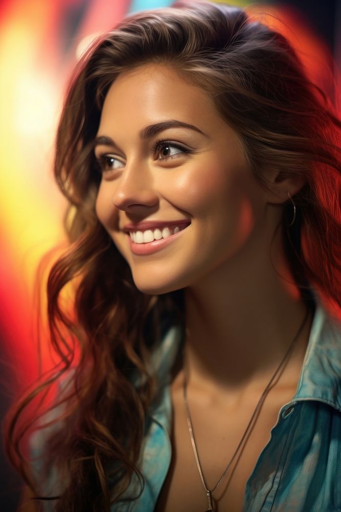 Younglooking woman portrait smiling adult. AI generated Image by rawpixel.