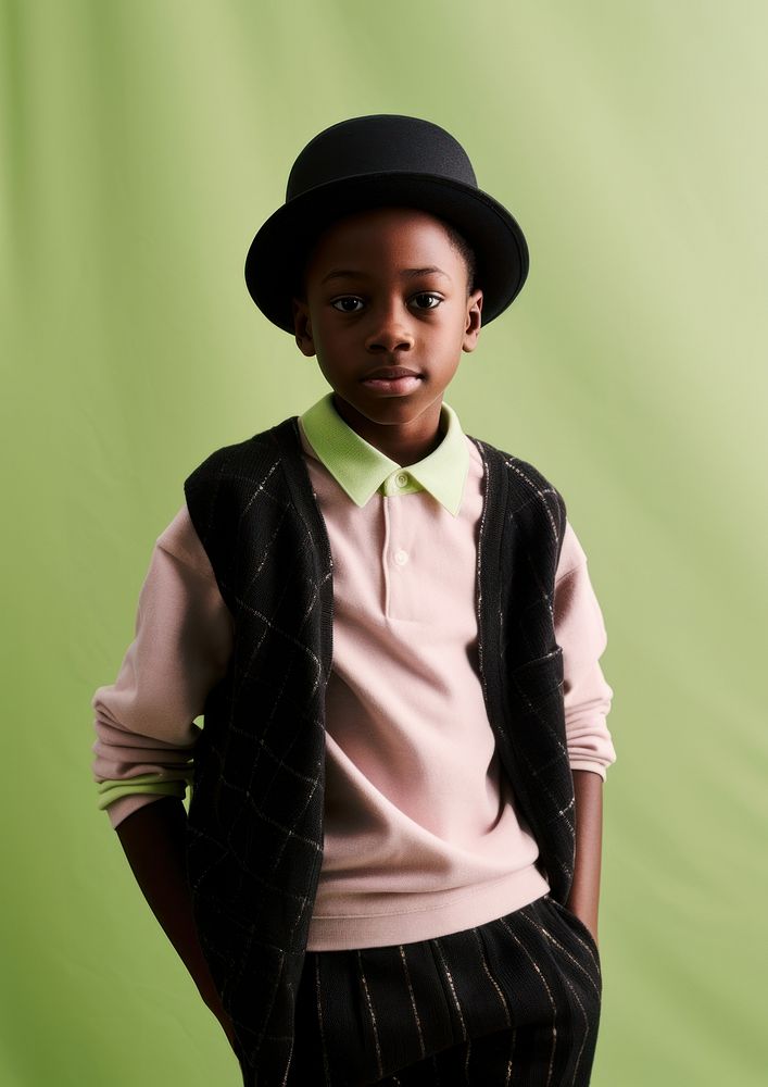 A black boy wearing hat photography portrait cute. AI generated Image by rawpixel.