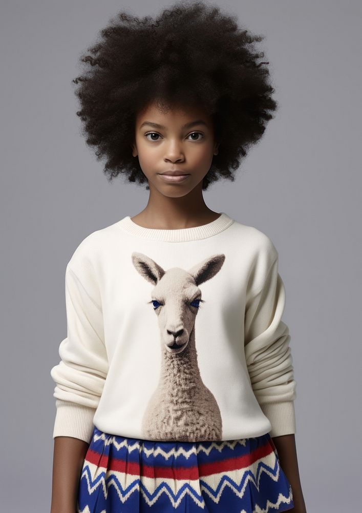 A black girl wearing alpaca shirt photography portrait sweater. AI generated Image by rawpixel.