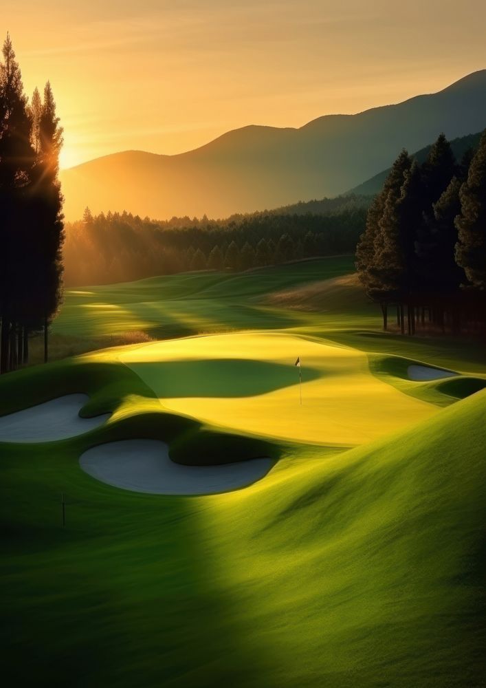 A golf field mountain outdoors nature. AI generated Image by rawpixel.