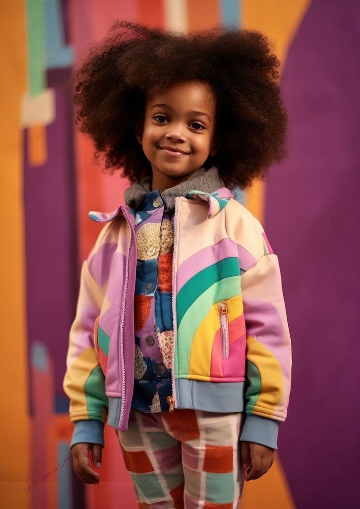 A little black girl wearing cute colorful outfit child smile kid. AI generated Image by rawpixel.