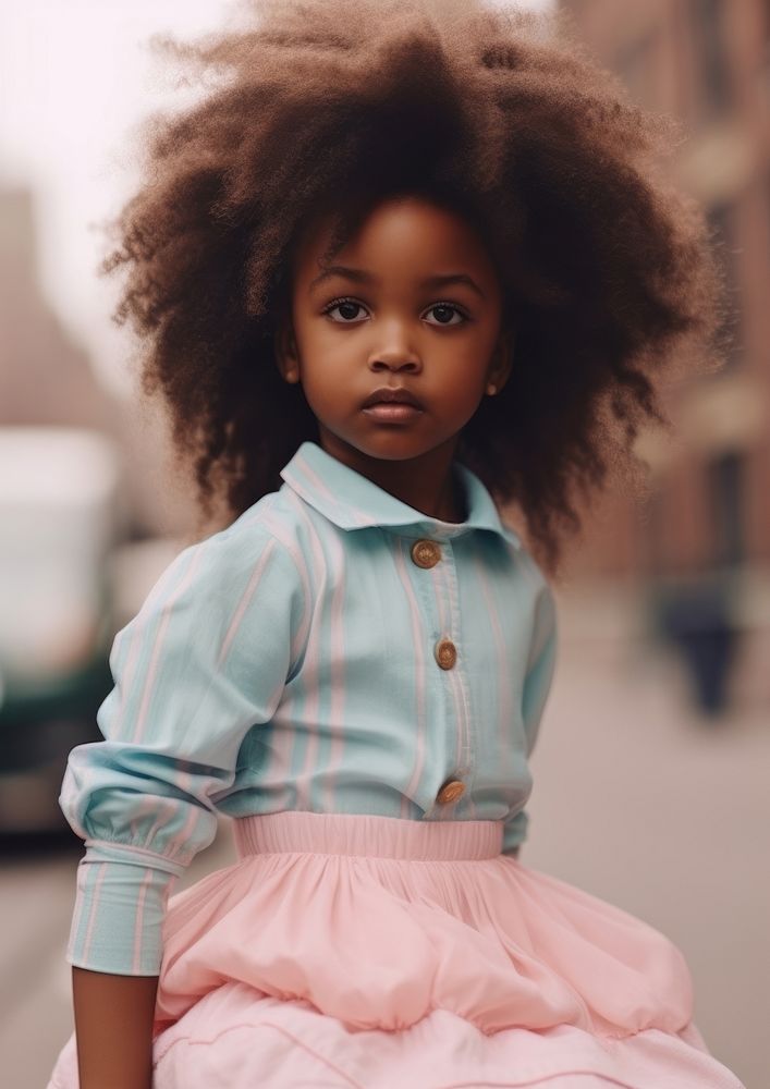 A little black girl wearing pastel outfit child doll baby. AI generated Image by rawpixel.