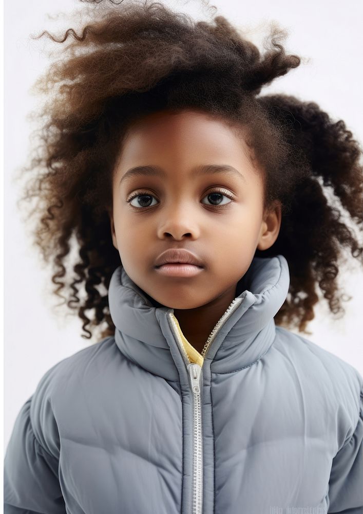 A little black girl portrait photography jacket cute. AI generated Image by rawpixel.
