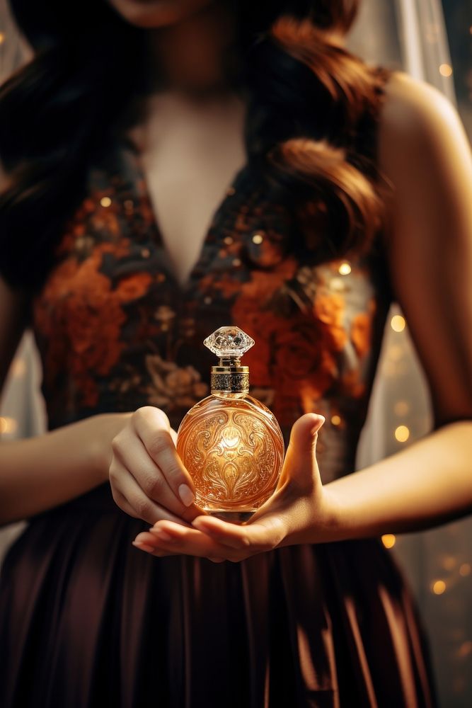 Woman hand holding a luxury perfume bottle celebration decoration midsection. AI generated Image by rawpixel.