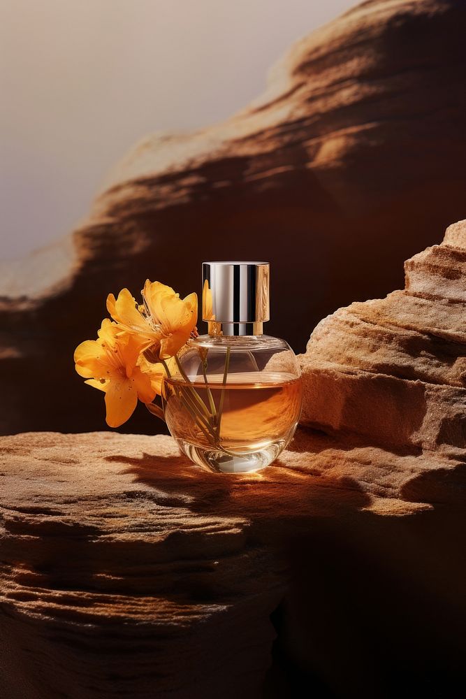 Perfume flower bottle rock. AI generated Image by rawpixel.