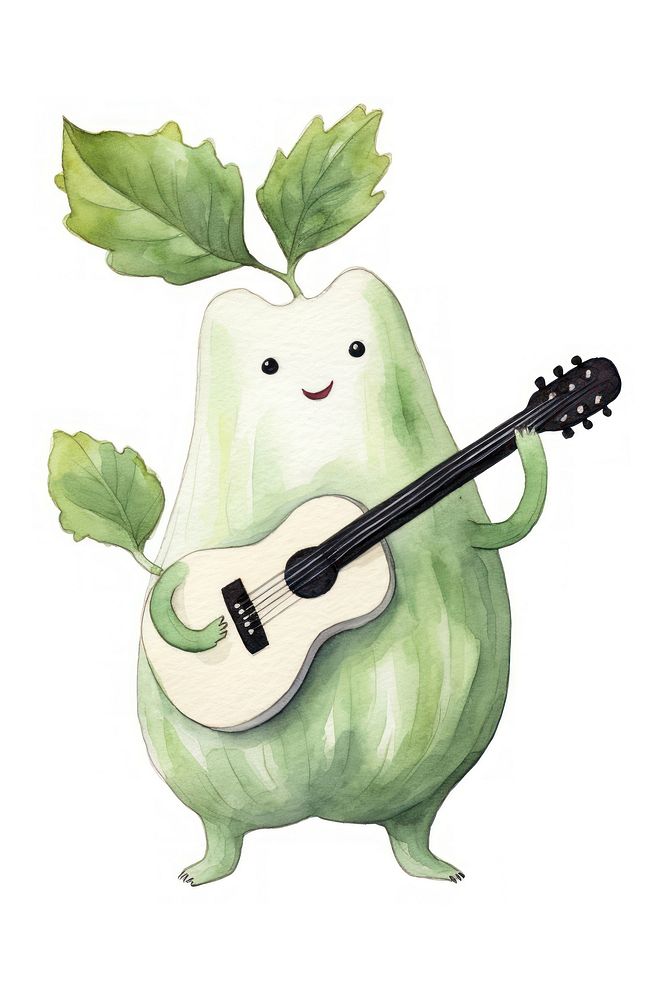 Cucumber dancing guitar creativity vegetable. AI generated Image by rawpixel.