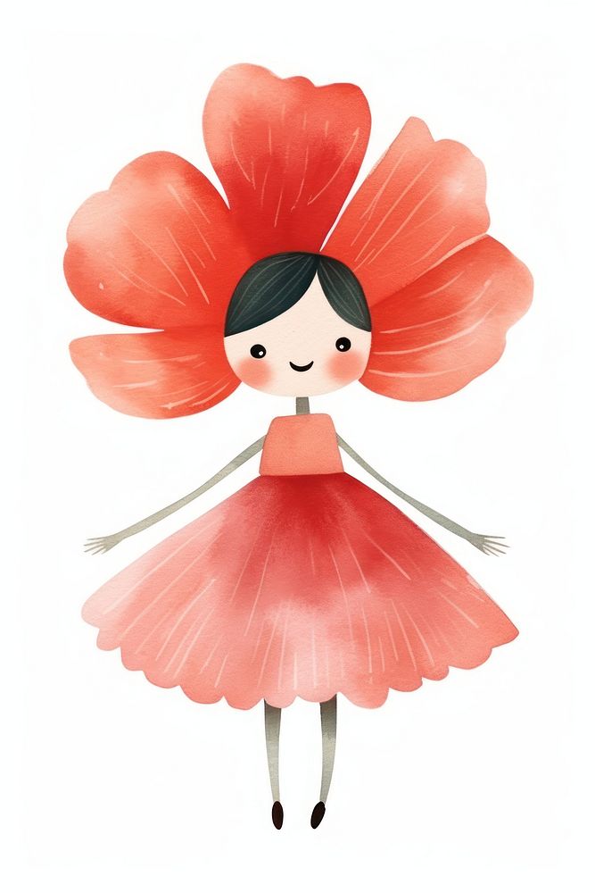Poppy flower dancing white background creativity elegance. AI generated Image by rawpixel.