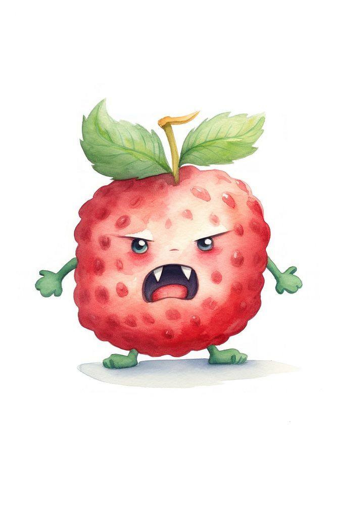 Angry running raspberry strawberry fruit plant. AI generated Image by rawpixel.