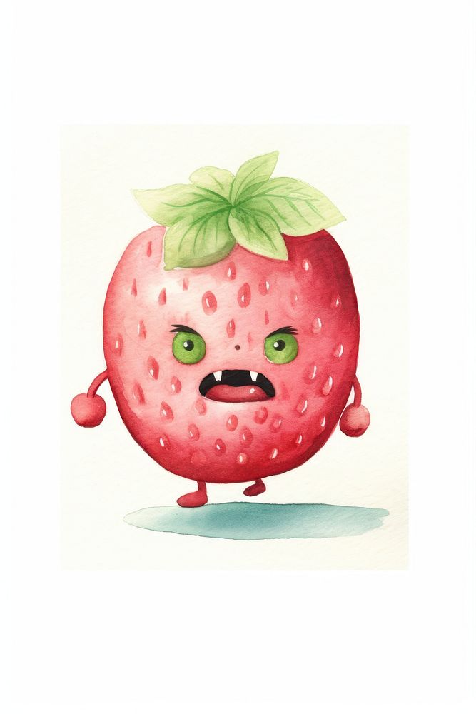 Angry running raspberry fruit plant food. AI generated Image by rawpixel.