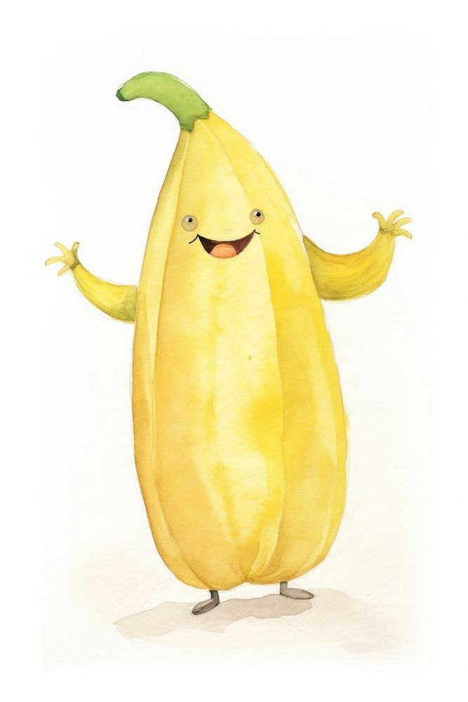 Banana dancing food white background anthropomorphic. AI generated Image by rawpixel.