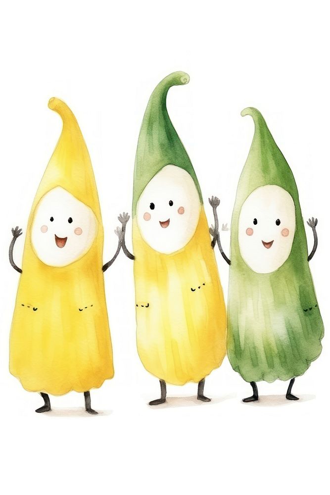 Banana party dancing vegetable white background anthropomorphic. AI generated Image by rawpixel.