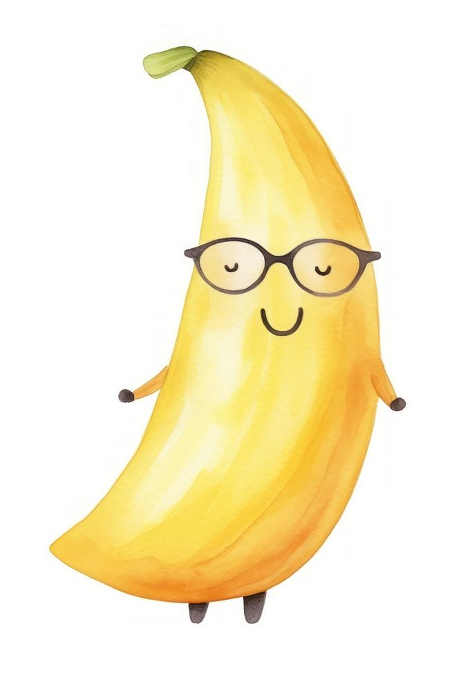 Banana wearing sunglasses food white background anthropomorphic. AI generated Image by rawpixel.