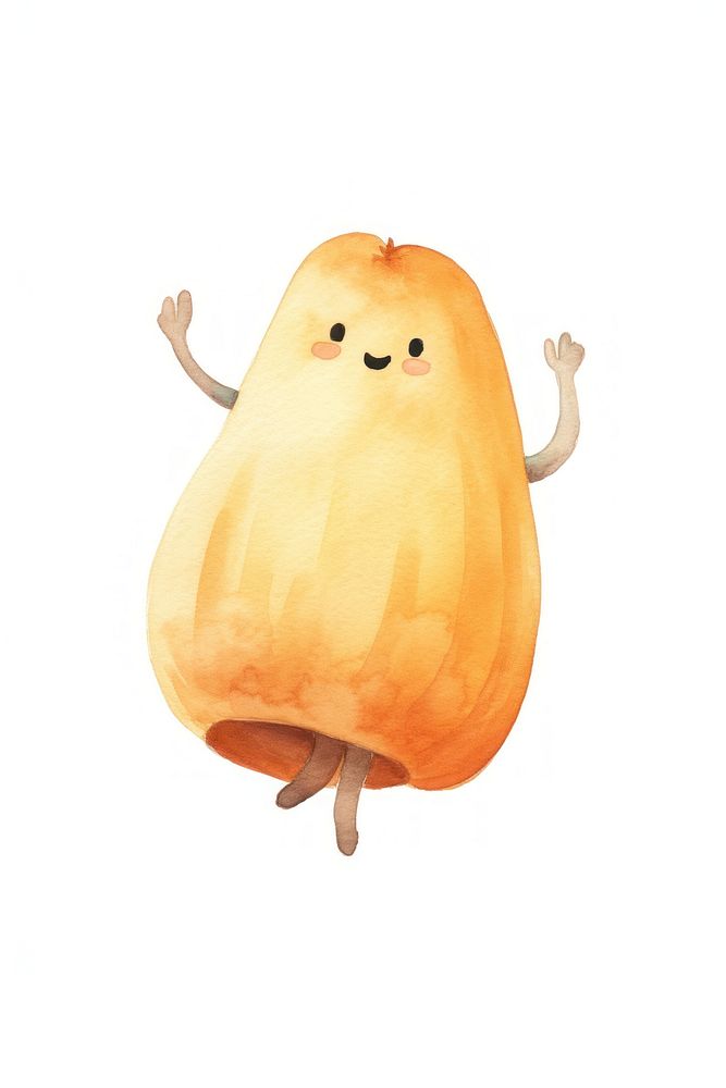 Butternut squash jumping food white background anthropomorphic. AI generated Image by rawpixel.