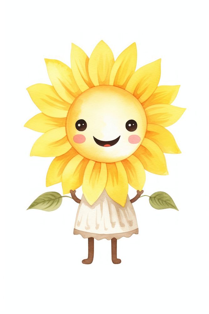 Daisy character dancing sunflower plant cute. AI generated Image by rawpixel.