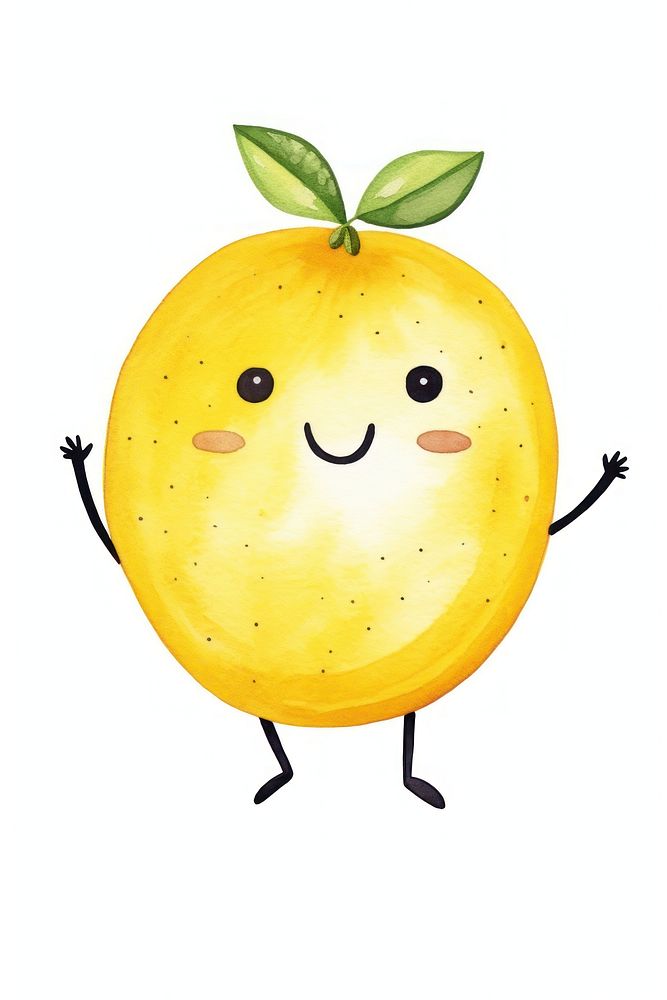 Sliced lemon dancing fruit plant cute. AI generated Image by rawpixel.