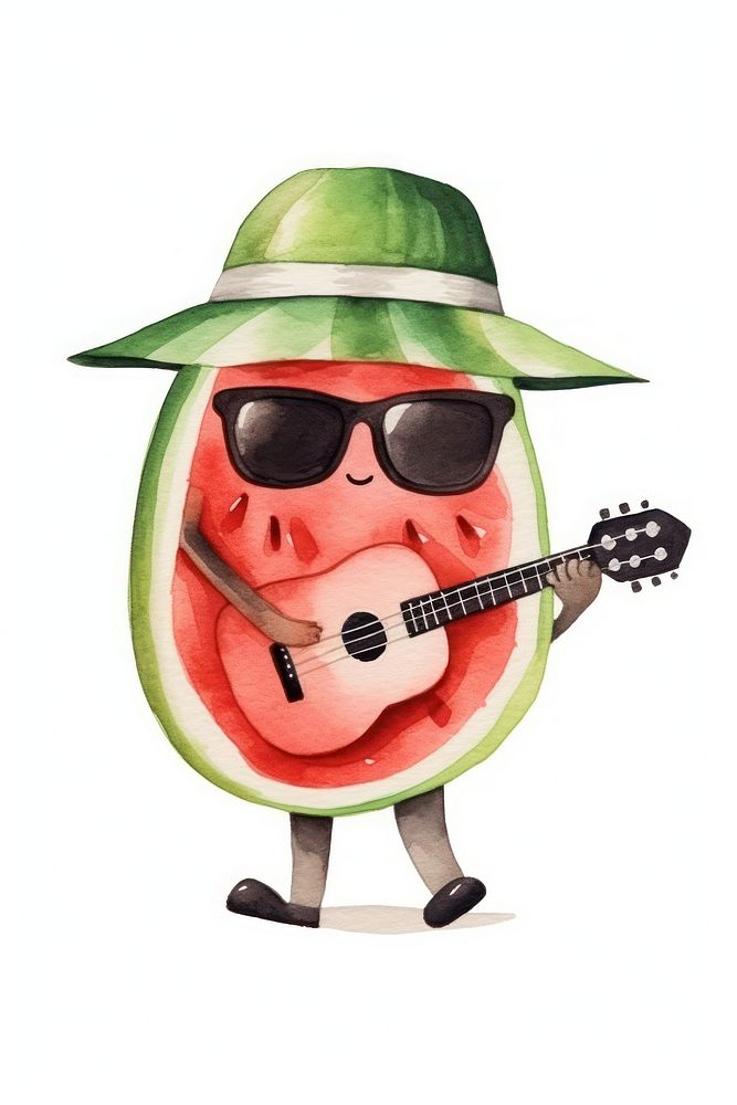 Watermelon glasses sunglasses guitar. AI generated Image by rawpixel.
