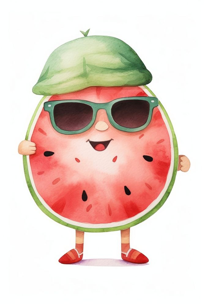 Watermelon sunglasses fruit slice. AI generated Image by rawpixel.