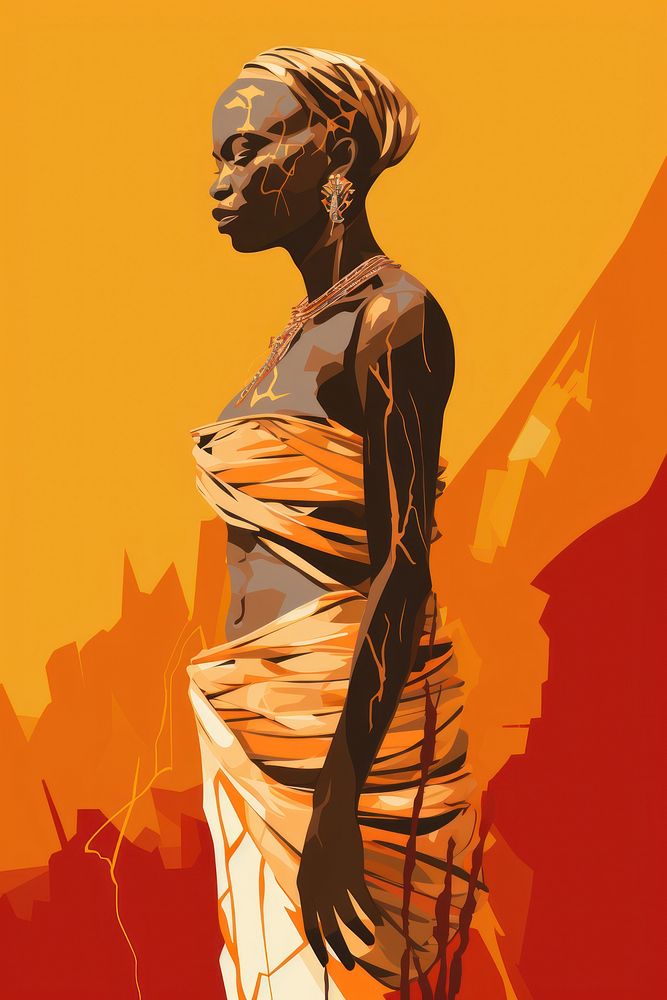 Old tribal african woman sketch adult art. AI generated Image by rawpixel.