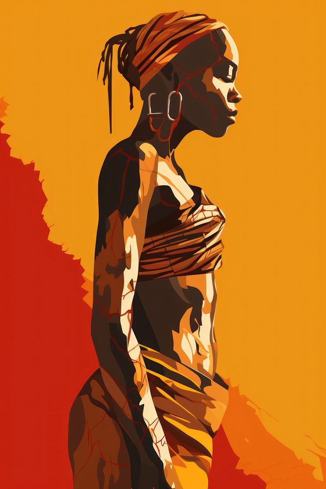 Old tribal african woman drawing sketch adult. AI generated Image by rawpixel.