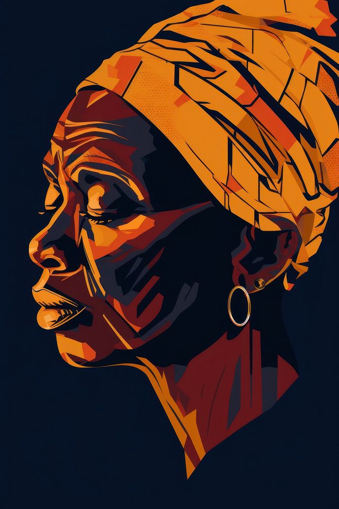 Old african woman head portrait drawing sketch. AI generated Image by rawpixel.