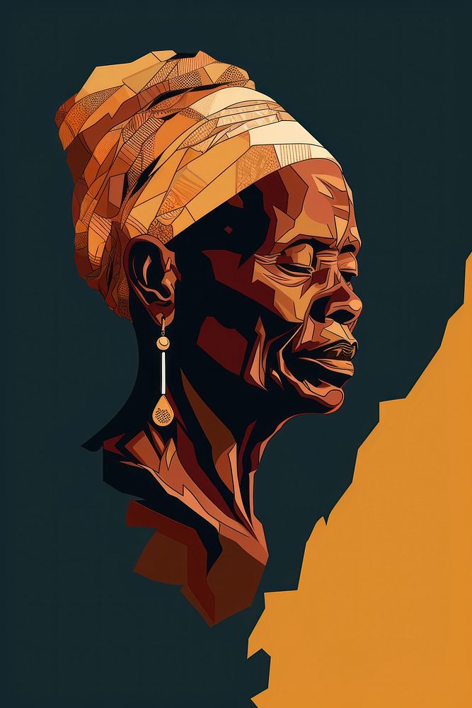 Old african woman head portrait jewelry earring. AI generated Image by rawpixel.