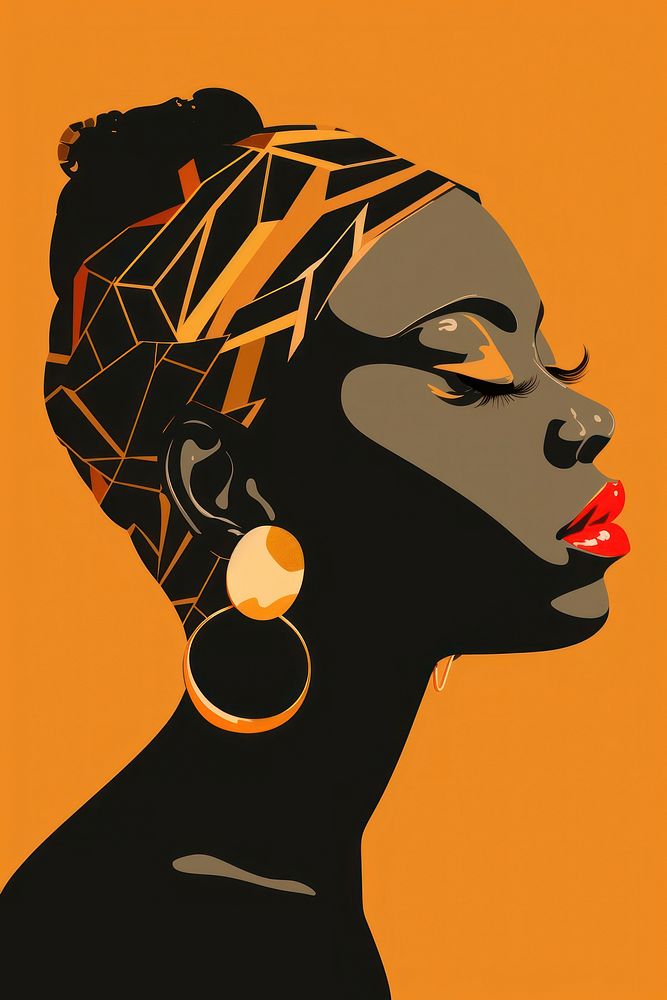 African girl head portrait earring jewelry. AI generated Image by rawpixel.