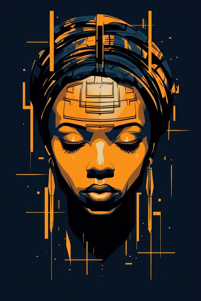 African girl head portrait art representation. AI generated Image by rawpixel.