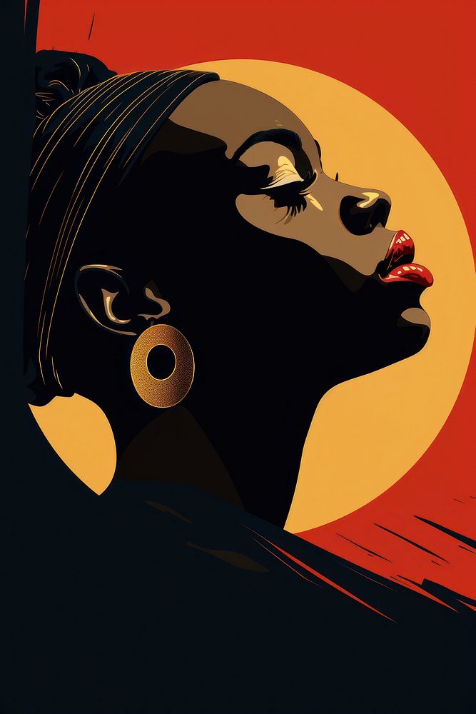 African girl head adult silhouette portrait. AI generated Image by rawpixel.