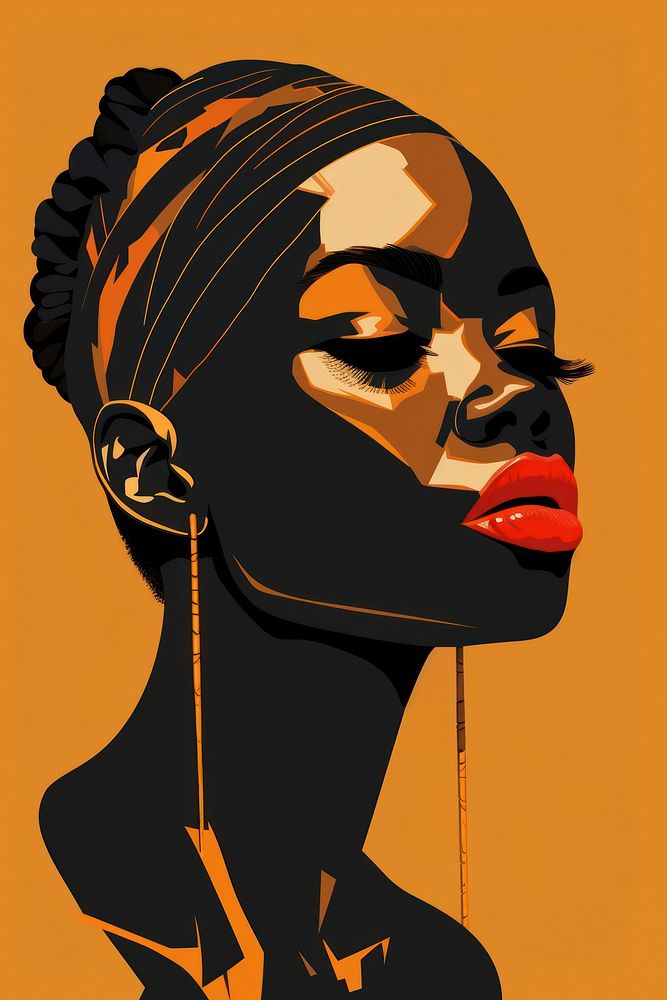 African girl head portrait earring adult. AI generated Image by rawpixel.