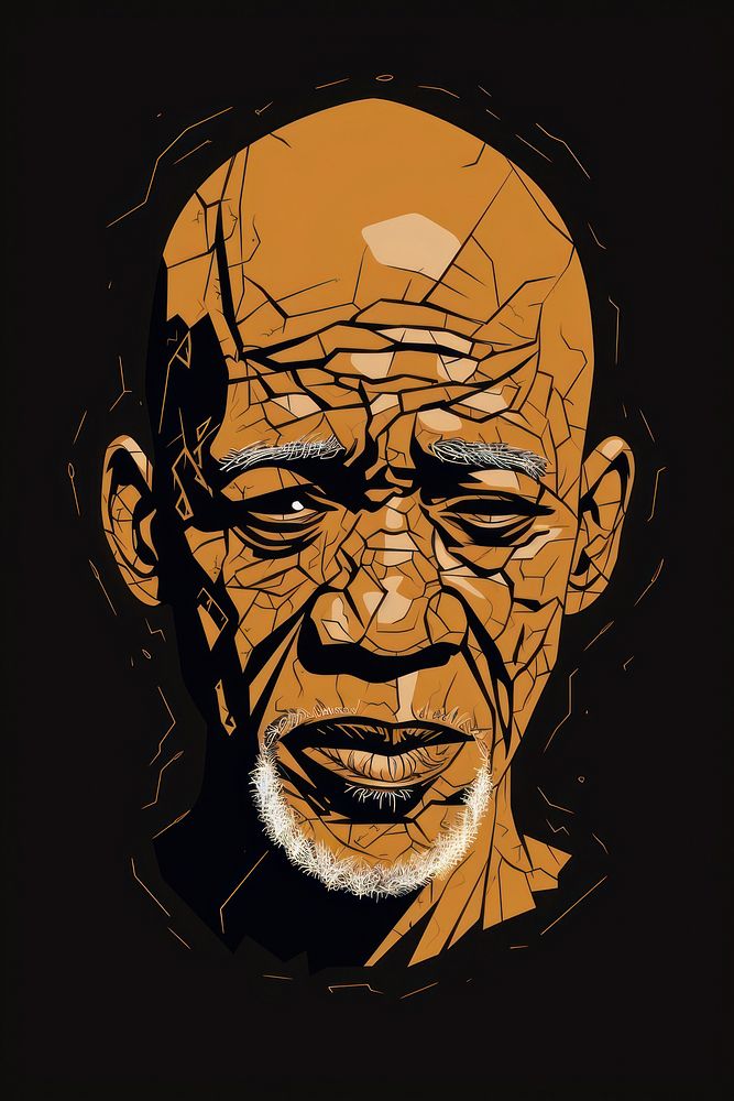 African grandpa head portrait adult art. AI generated Image by rawpixel.