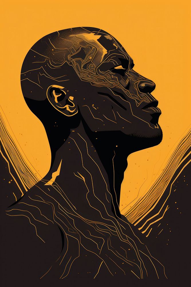 African man back head adult art creativity. AI generated Image by rawpixel.