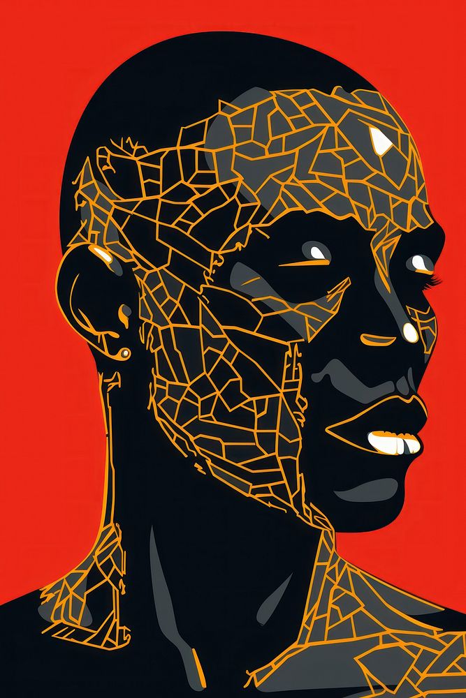 African man head portrait adult line. AI generated Image by rawpixel.