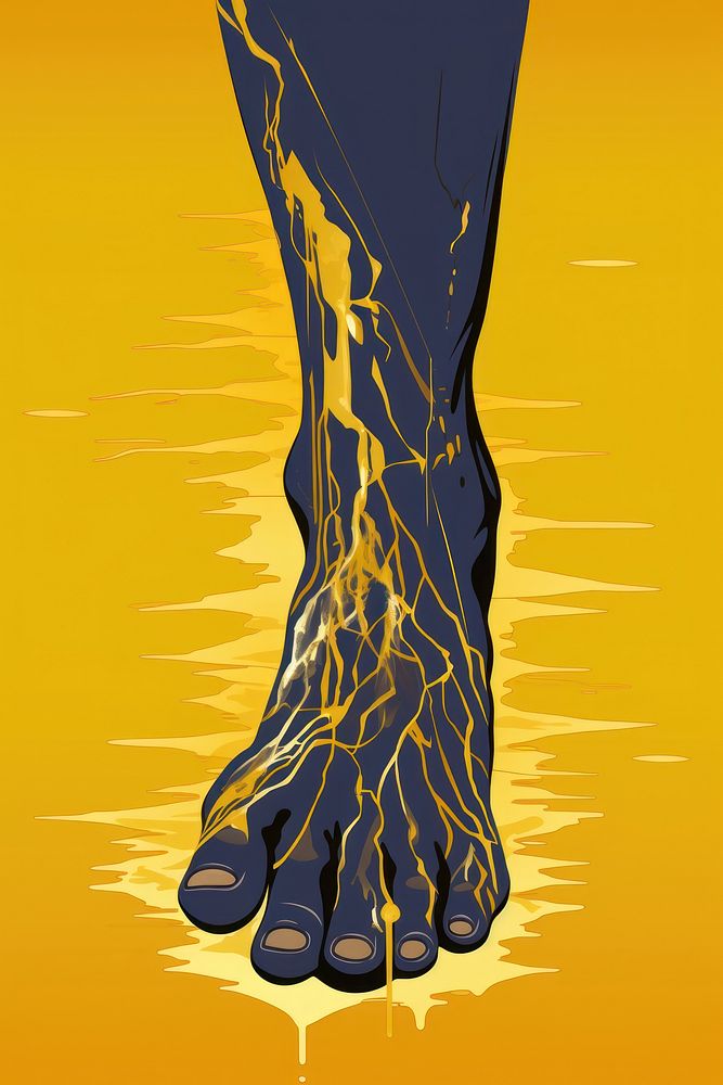 African woman foot footwear cartoon yellow. AI generated Image by rawpixel.