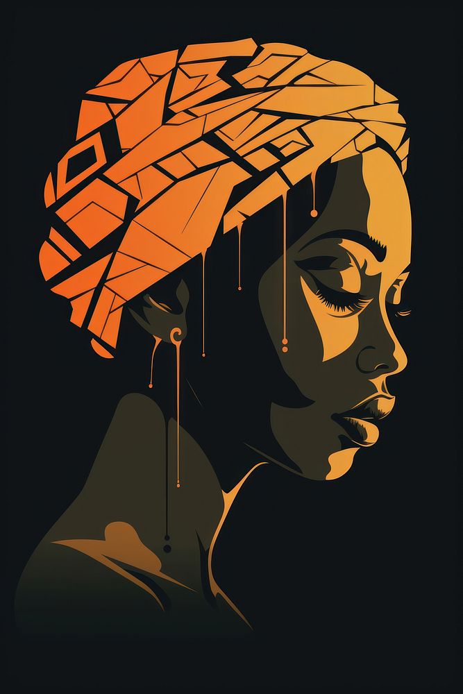 African woman tilted head portrait drawing sketch. AI generated Image by rawpixel.